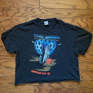 The Who American Tour 1982 Vintage Style Printed Tee T Shirt SZ L Tied Cropped